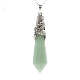 Dragon Wrapped Stone Pendant Amethysts Green Aventurine Opal Pink Crystal