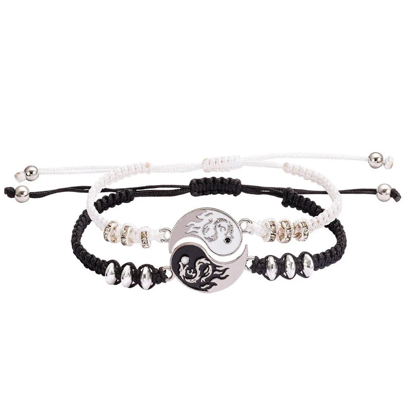 Dragon Yin Yang Tai Chi Necklace Bracelet Set