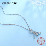 Dragonfly Heart Pendant Hollow Craft 925 Sterling Silver Necklace