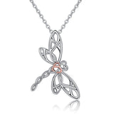 Dragonfly Heart Pendant Hollow Craft 925 Sterling Silver Necklace