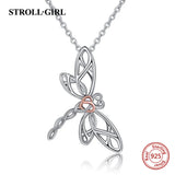 Dragonfly Heart Pendant Hollow Craft 925 Sterling Silver Necklace