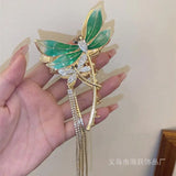 Dragonfly Rhinestone Hair Pins Tassel Clip Coiled Hair Accessories for Women