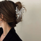 Dragonfly Rhinestone Hair Pins Tassel Clip Coiled Hair Accessories for Women