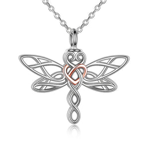 Dragonfly Urn Necklace for Ashes Celtic Jewelry Cremation Pendant