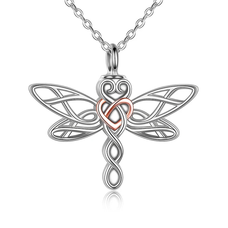 Dragonfly Urn Necklace for Ashes Celtic Jewelry Cremation Pendant