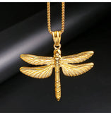 Dragonfly Stainless Steel Pendant Necklace Men Women Animal Jewelry