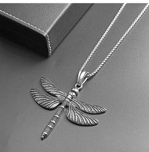 Dragonfly Stainless Steel Pendant Necklace Men Women Animal Jewelry