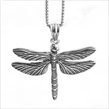 Dragonfly Stainless Steel Pendant Necklace Men Women Animal Jewelry