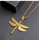 Dragonfly Stainless Steel Pendant Necklace Men Women Animal Jewelry