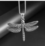 Dragonfly Stainless Steel Pendant Necklace Men Women Animal Jewelry