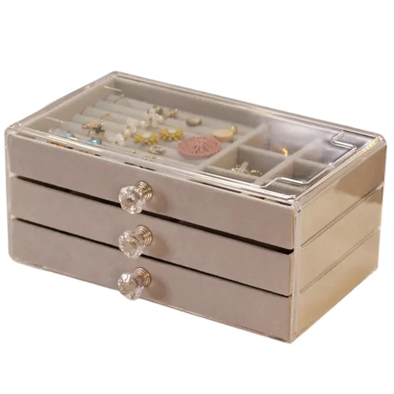 Plastic Jewelry Storage Box Transparent Makeup Earrings Bracelet Ring Box