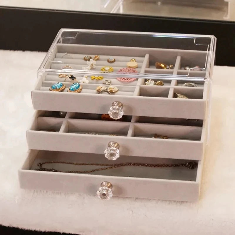 Plastic Jewelry Storage Box Transparent Makeup Earrings Bracelet Ring Box