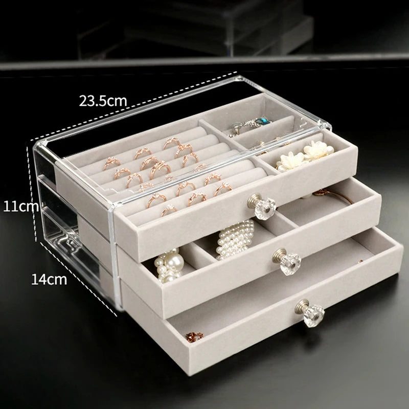 Plastic Jewelry Storage Box Transparent Makeup Earrings Bracelet Ring Box