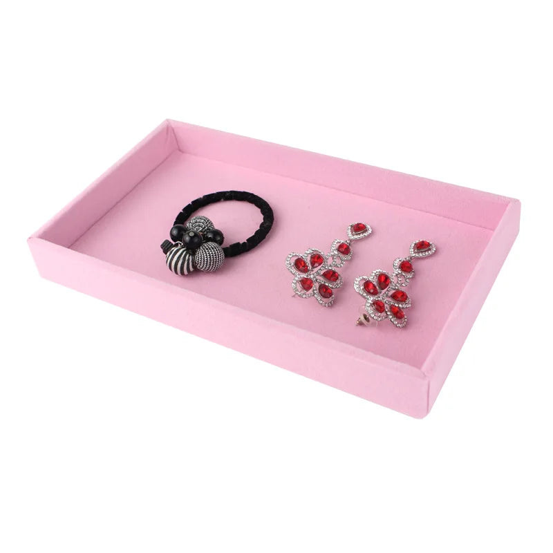 Velvet Jewelry Storage Tray Ring Bracelet Earring Holder Organizer