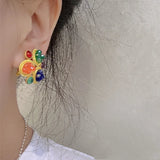 Vintage Medieval Clip Earrings Flowers Pearls
