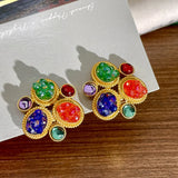 Vintage Medieval Clip Earrings Flowers Pearls