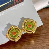 Vintage Medieval Clip Earrings Flowers Pearls