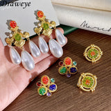 Vintage Medieval Clip Earrings Flowers Pearls
