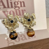 Medieval Style Maillard Brown Stud Earrings for Women