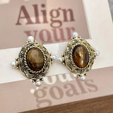 Medieval Style Maillard Brown Stud Earrings for Women