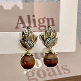 Medieval Style Maillard Brown Stud Earrings for Women