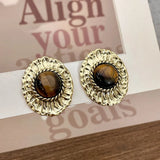 Medieval Style Maillard Brown Stud Earrings for Women