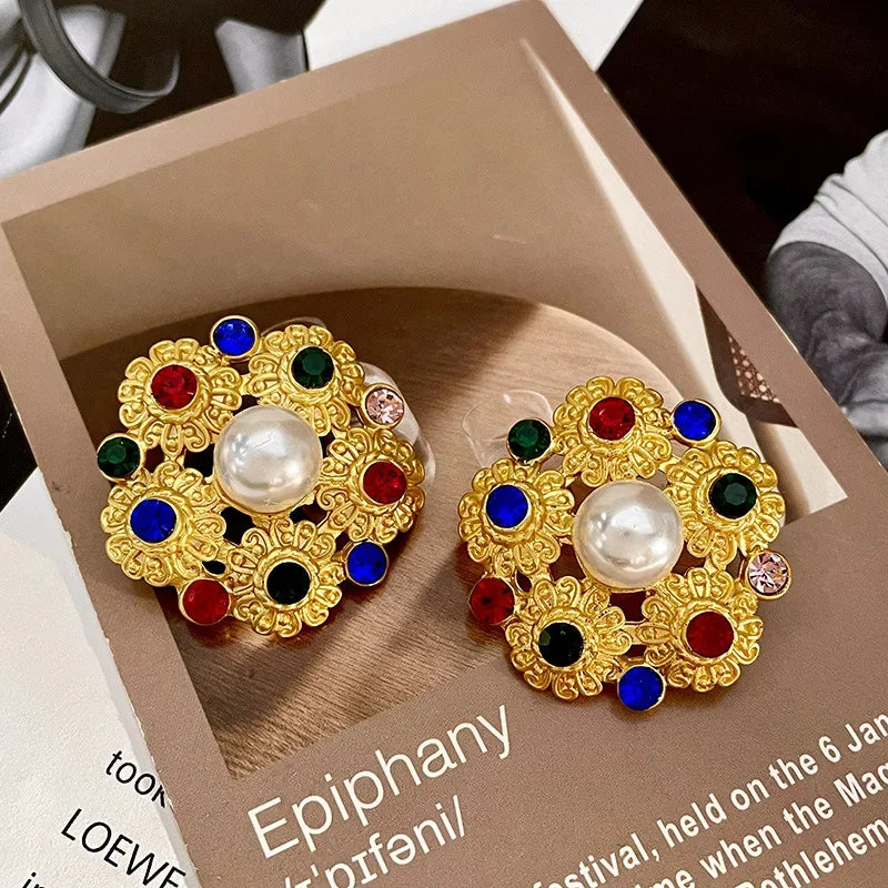 Vintage Pearls Stud Earrings for Women