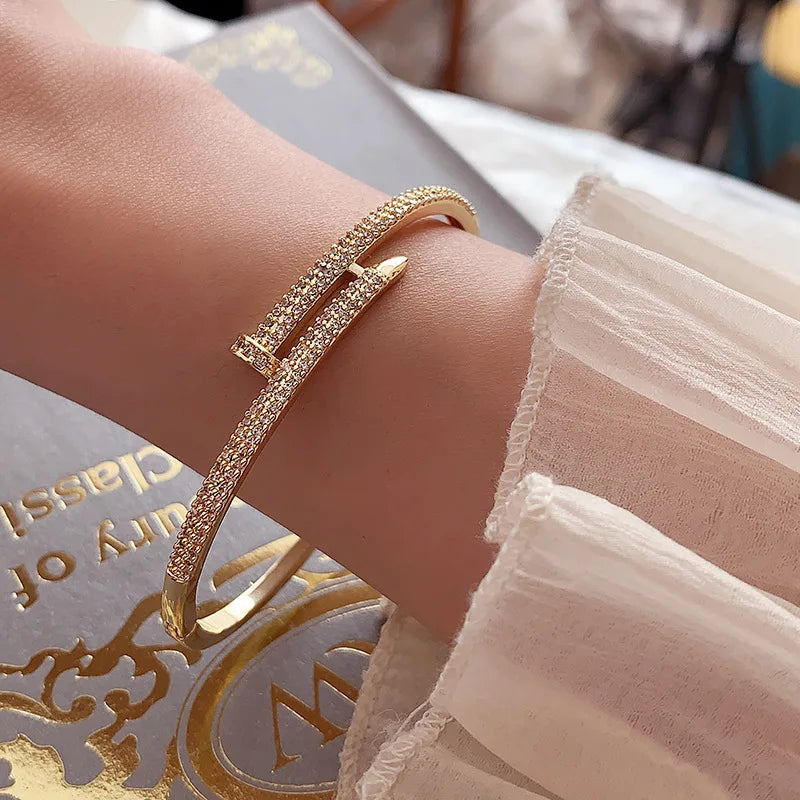 Vintage Zircon Bracelet for Women, Geometric Jewelry