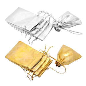 50pcs Drawstring Bags Gold/Silver 7x9cm 9x12cm Wedding Party Gift