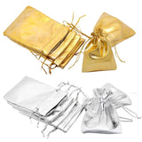 50pcs Drawstring Bags Gold/Silver 7x9cm 9x12cm Wedding Party Gift