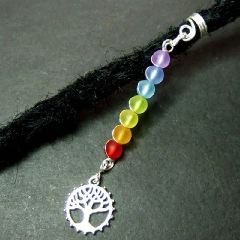 Chakra Pendant Beads Rainbow Dread Bead Silver-Gold Jewelry