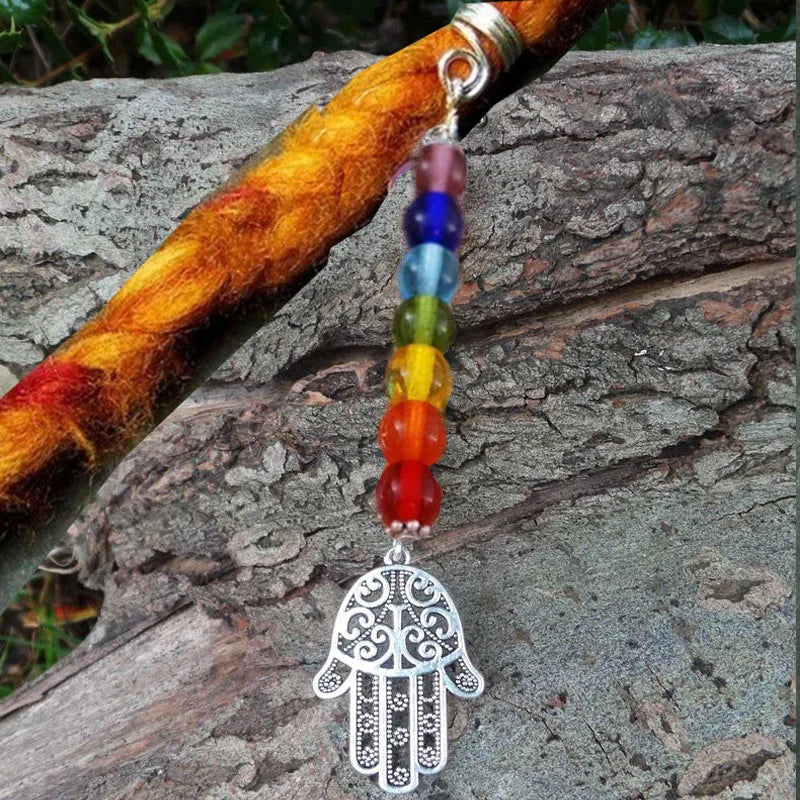 Chakra Pendant Beads Rainbow Dread Bead Silver-Gold Jewelry
