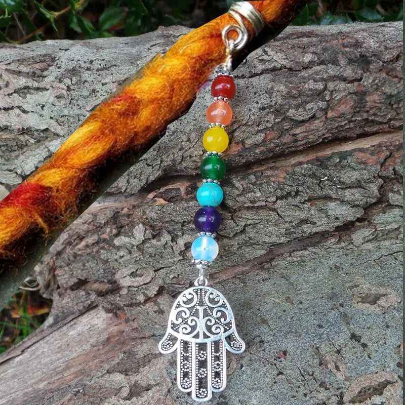 Chakra Pendant Beads Rainbow Dread Bead Silver-Gold Jewelry