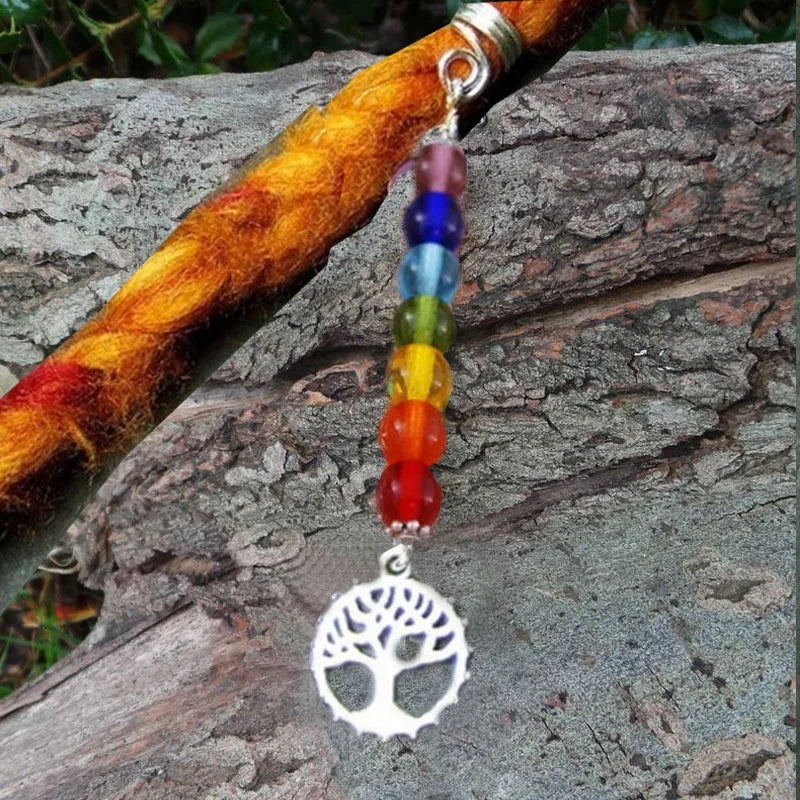 Chakra Pendant Beads Rainbow Dread Bead Silver-Gold Jewelry