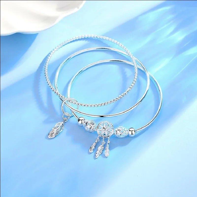 Dream Catcher Bracelet Solid Copper Silver Plated Ladies Birthday Gift Jewelry