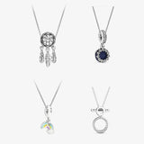 Sterling Silver Dream Catcher Rainbow Pendant Necklace for Women