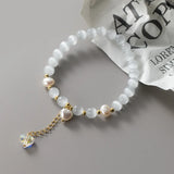 Heart Zircon Opal Pearl Bracelet 925 Sterling Silver Sweet Romantic Jewelry