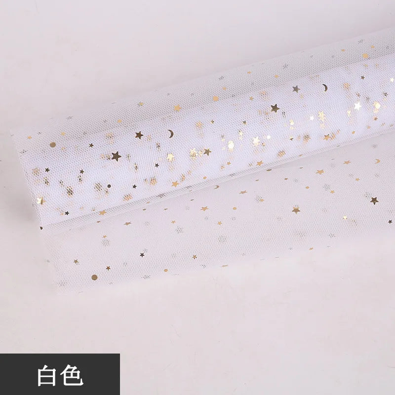 Star Moon Yarn Wrapping Paper Fresh Flowers Bouquet Decor
