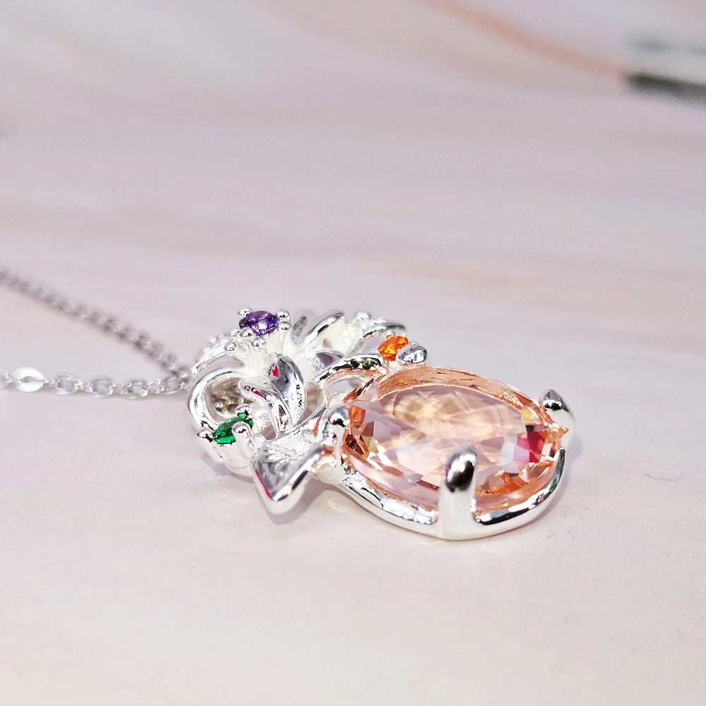 Flower Pendant Necklace Big Zircon Party Jewelry