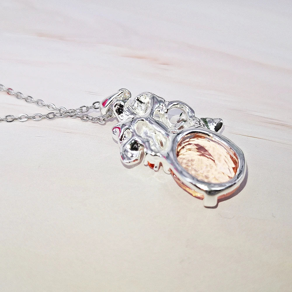 Flower Pendant Necklace Big Zircon Party Jewelry