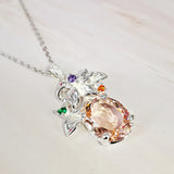 Flower Pendant Necklace Big Zircon Party Jewelry