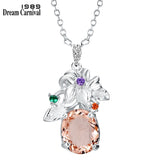 Flower Pendant Necklace Big Zircon Party Jewelry