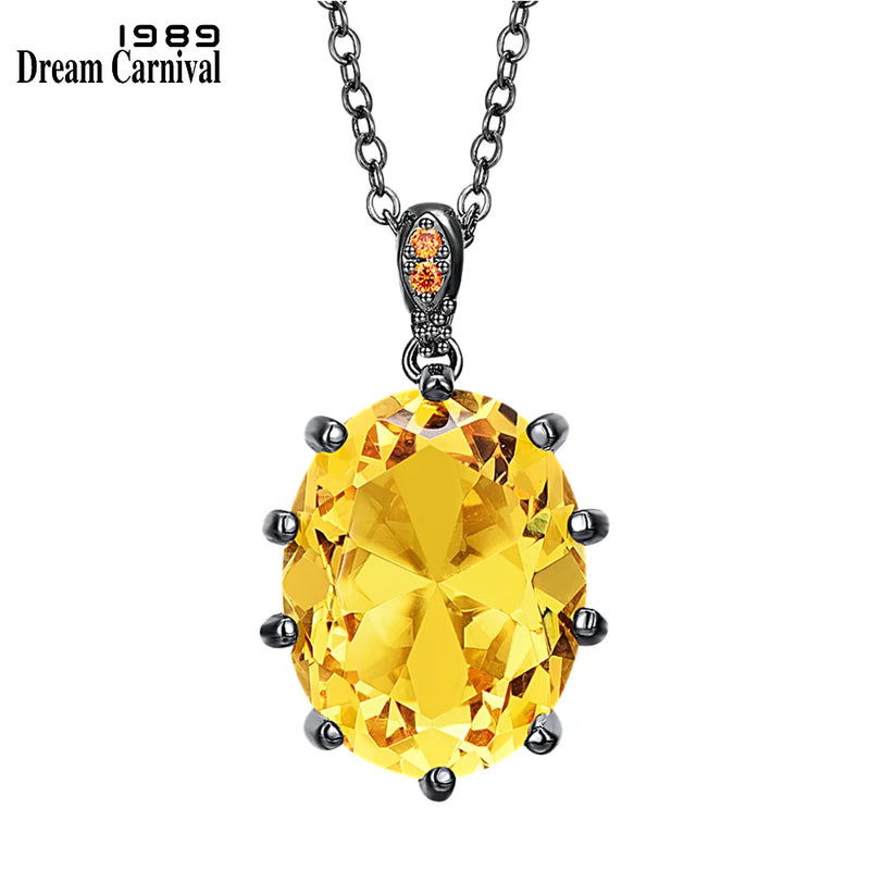 DC1989 Topaz Zirconia Pendant Necklace Delicate Cut Prong Jewelry