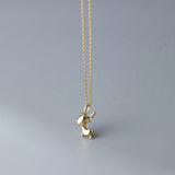 925 Silver Christmas Fawn Pendant Necklace Women Jewelry