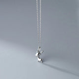 925 Silver Christmas Fawn Pendant Necklace Women Jewelry