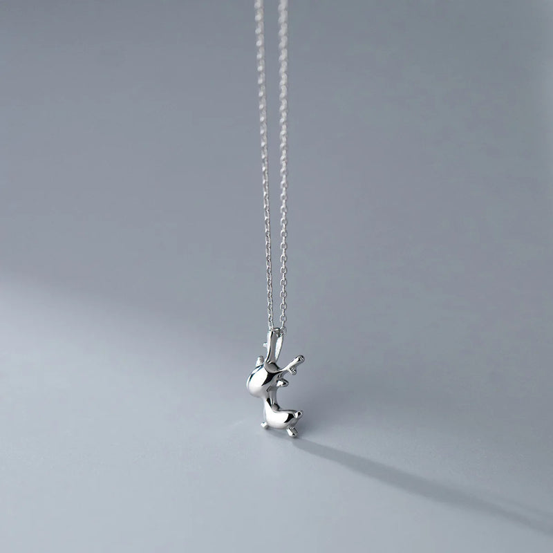 925 Silver Christmas Fawn Pendant Necklace Women Jewelry