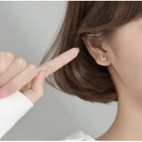 925 Silver Butterfly Ball Stud Earrings Women Student Jewelry SMT004