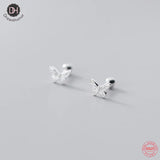 925 Silver Butterfly Ball Stud Earrings Women Student Jewelry SMT004