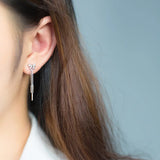 925 Sterling Silver Bow Tassel Stud Earrings For Women
