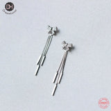 925 Sterling Silver Bow Tassel Stud Earrings For Women
